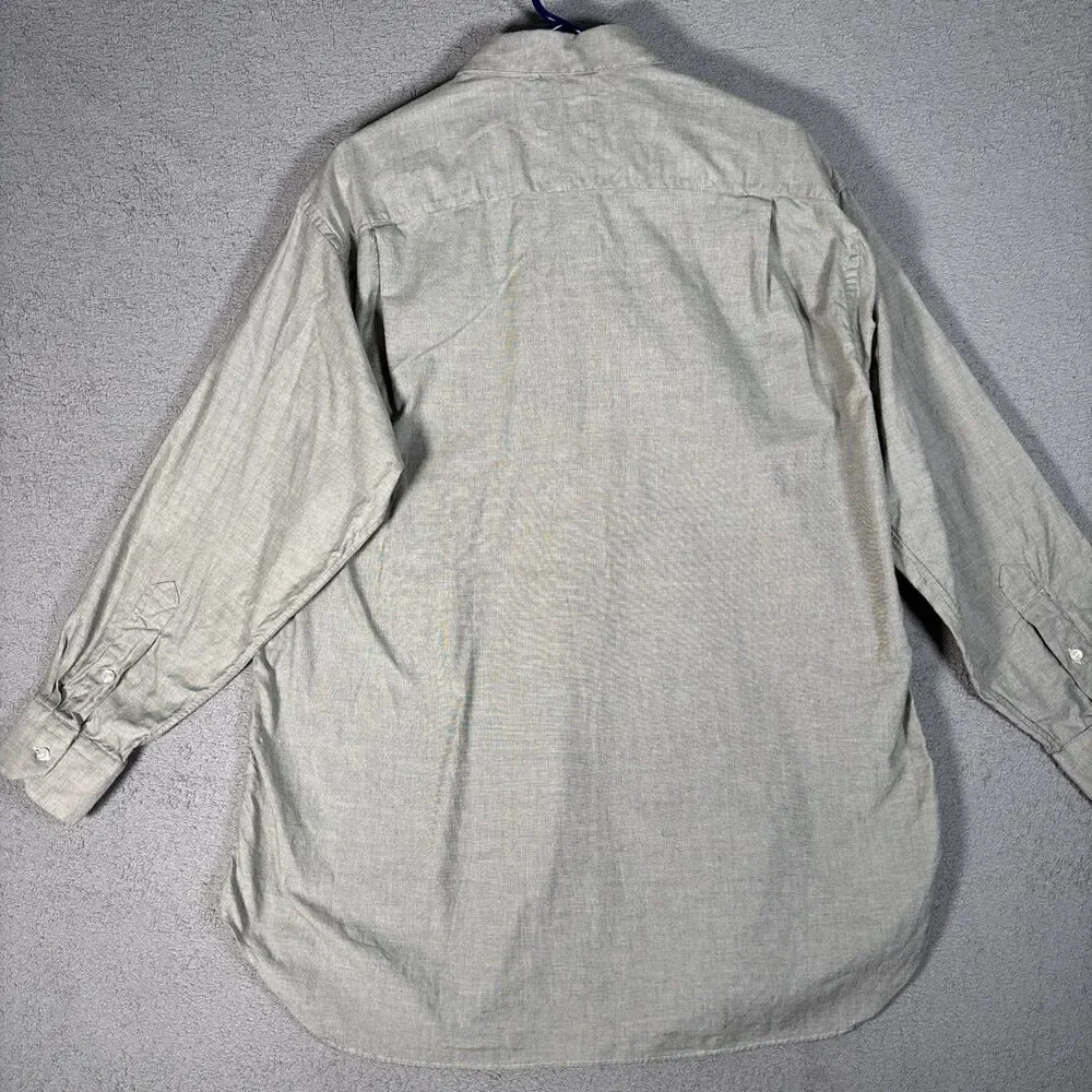Gitman Brothers Shirt Men's Size 17 33 Button Up‎ Gray Check Plaid Made in USA